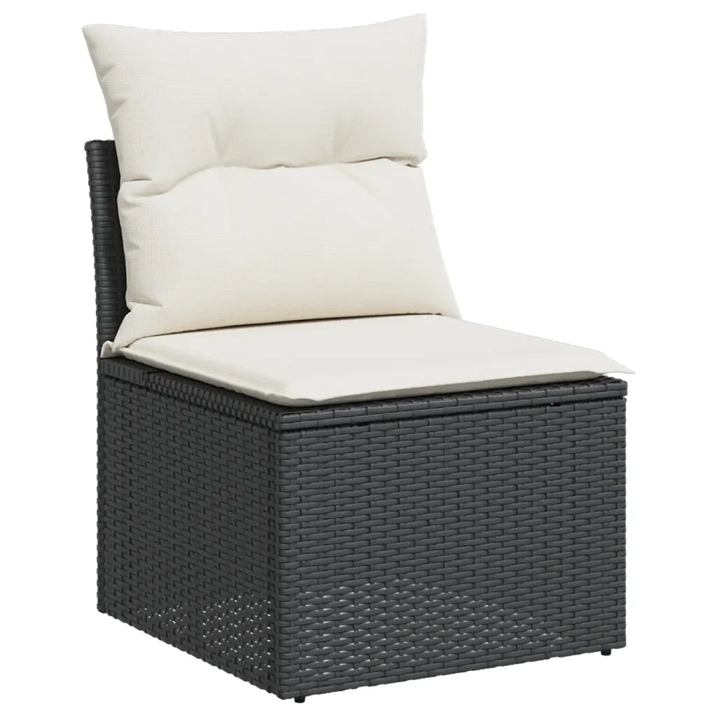 Set Divani da Giardino 9 pz con Cuscini Nero in Polyrattan 3227932