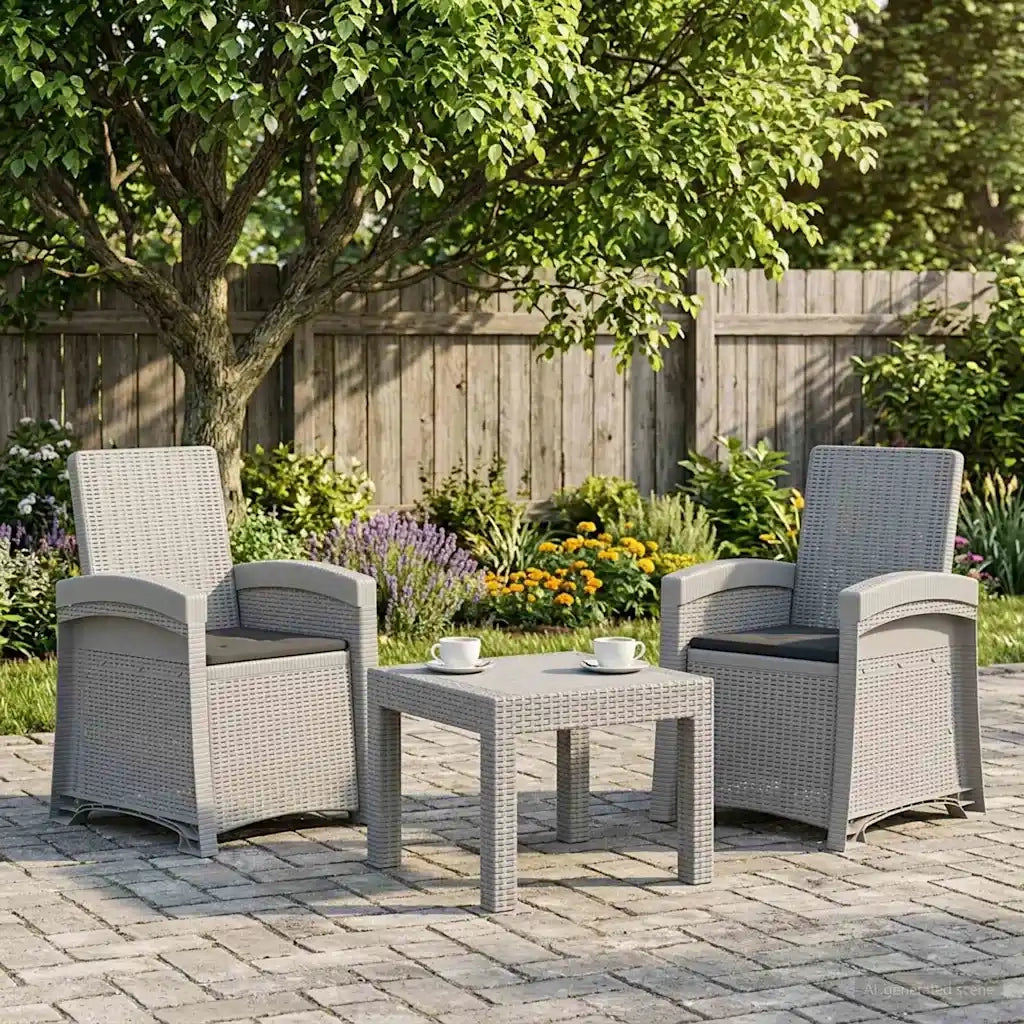 Sedia da giardino reclinabile effetto rattan 2 pcs 8012025