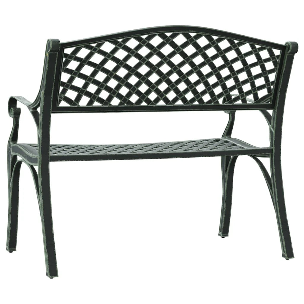 Panca da giardino mobili da esterno per patio terrazza 102 x 50 x 83 cm alluminio pressofuso verde 02_0011148