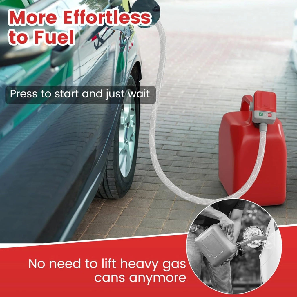 Pompa di Trasferimento Carburante, Pompa Elettrico Carburante Alimentato da Batteria/USB, con Sensore di Spegnimento Automatico, 3 Adattatori per Bidoni di Gas, Benzina, Olio, Diesel (14 LPM)