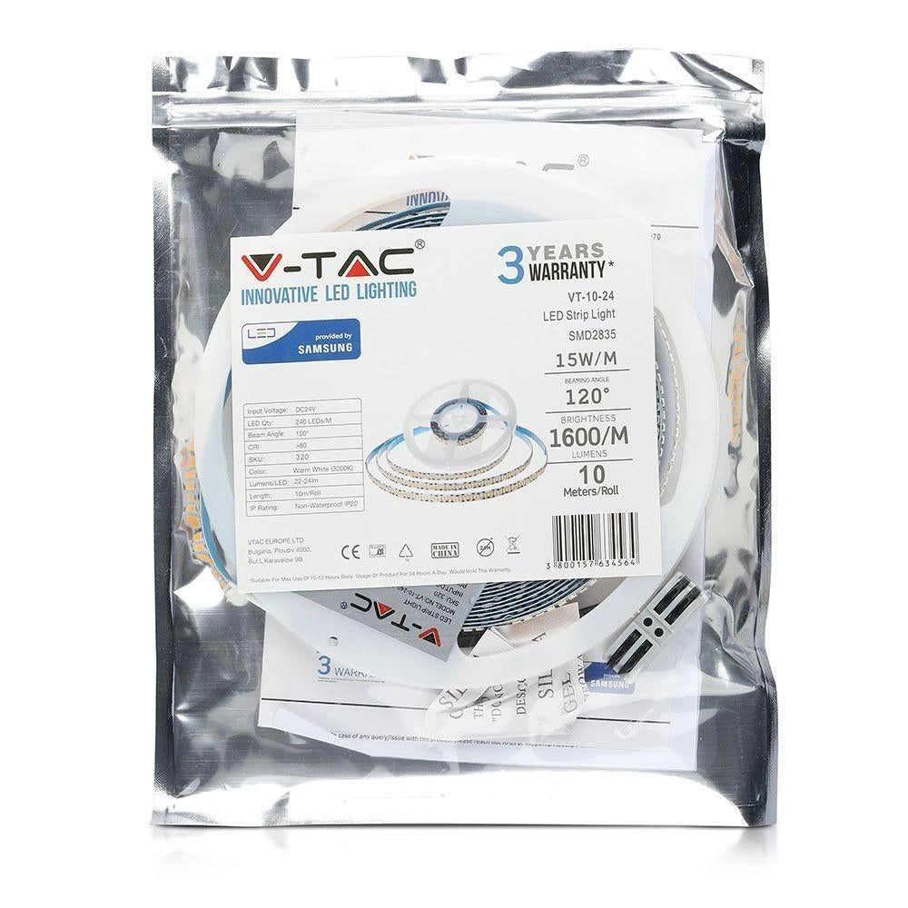 V-TAC Striscia LED Samsung 24V 10m 6000K 15W/m IP20