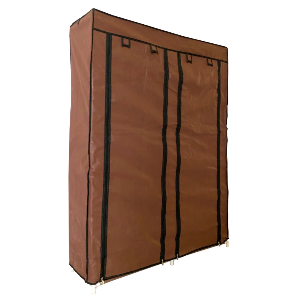 Scarpiera Tessuto per Scarpe con 2 Ante con Cerniera 125x92x28,5cm, 28 paia. Marrone