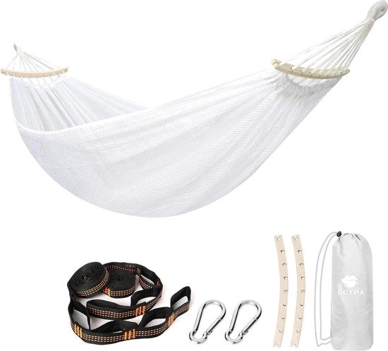 Hangmat ademante con asta di sospensione - trasportabile e stabile - fino a 450 libbre - con valigetta - per campeggio e giardino
