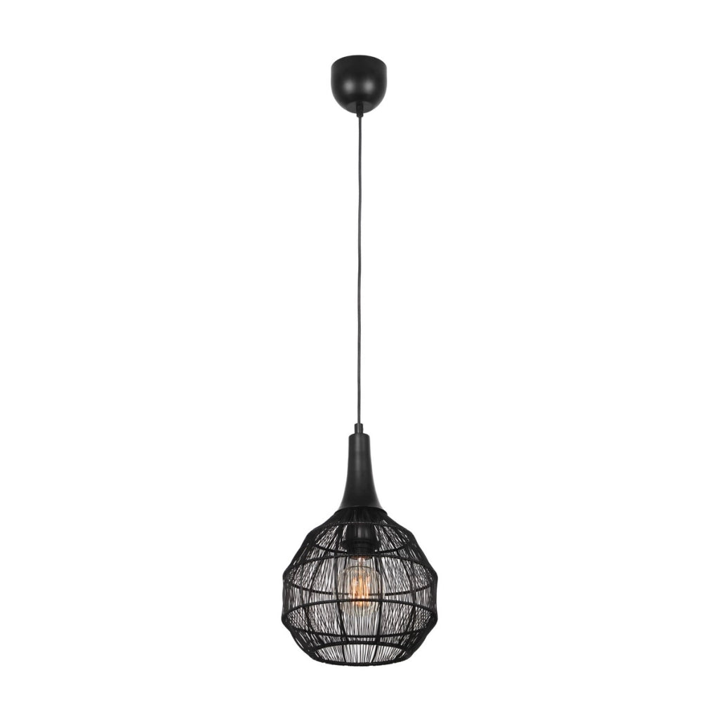 Lampada a sospensione industriale nera E27 Trio Soraya