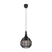 Lampada a sospensione industriale nera E27 Trio Soraya