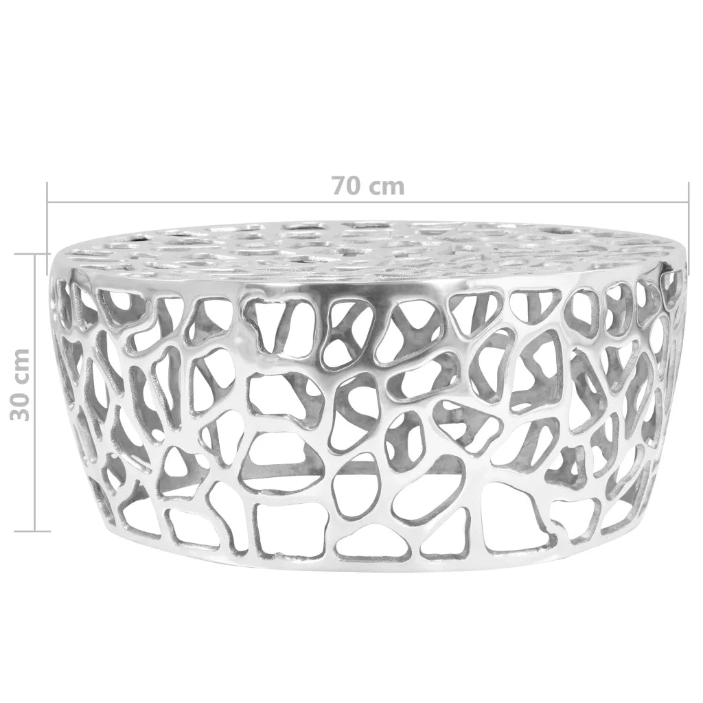 Tavolino da CaffÃ¨ in Alluminio Pressofuso 70x30 cm Argento cod mxl 13513