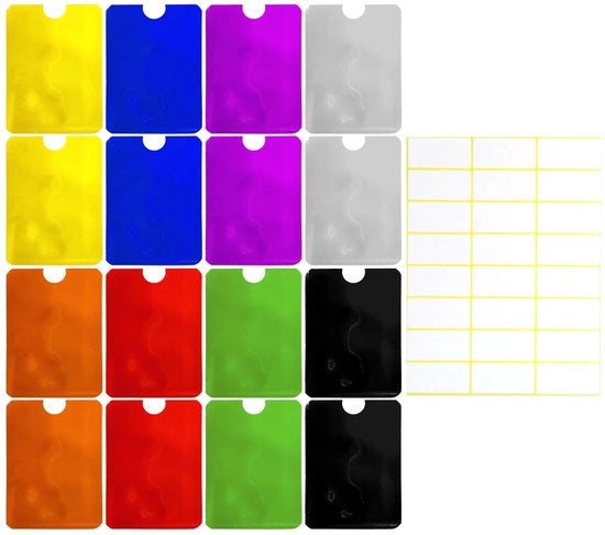 Supporto ID anti-demagnetizzante 16 pezzi - Protezione ID - Leggero - Disponibile in diverse colori - Dimensioni 6,2 x 9,1 cm - Supporto ID