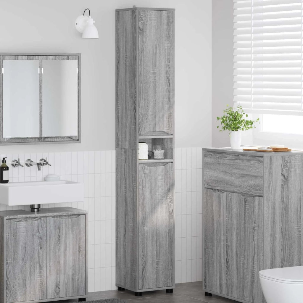 Mobile da Bagno con porta Grigio Sonoma 30,5 x 30 x 195 cm 888763