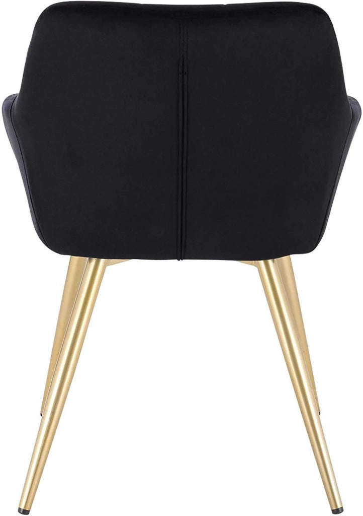 Sedia da pranzo in velluto con gambe oro nero 19_0000360