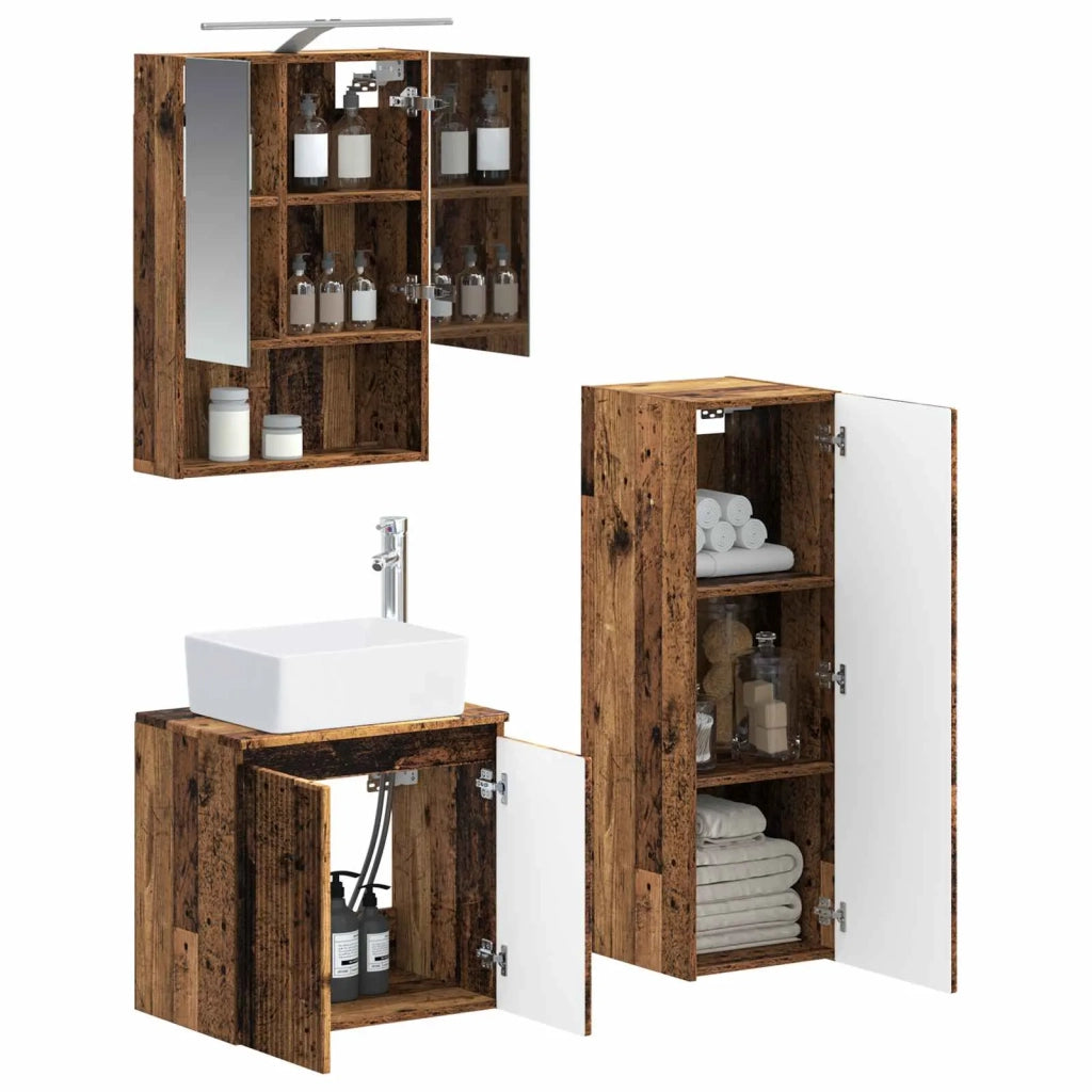 Set di mobili per il bagno 4 pcs Legno antico 3407445
