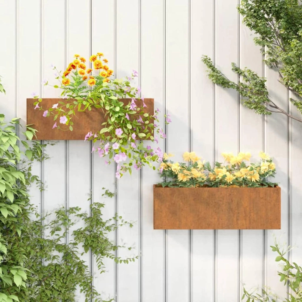 Fioriere da parete 2 pz Acciaio Corten Grigio 53x10x17 cm, Vasi da esterno, Fioriere da esterni, Raised Bed, Fioriera Balcone, Vasi Balcon - 823686