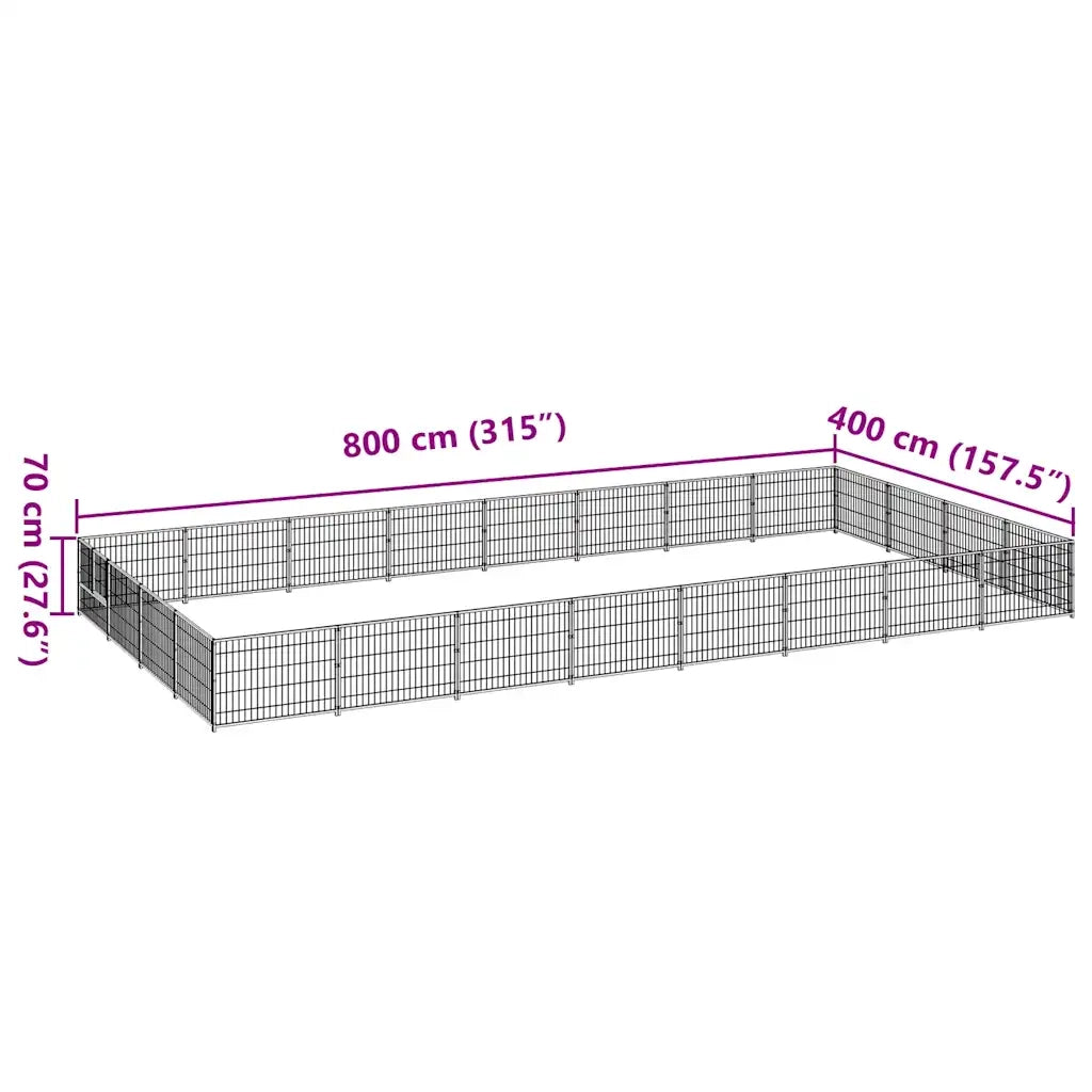 Gabbia per Cani Nera 32 mÂ² in Acciaio cod mxl 49078