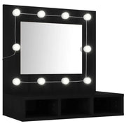 Elegante mobiletto a specchio con illuminazione a LED 60 x 31 x 62 cm contenitore moderno e pratico in legno nero 02_0049266