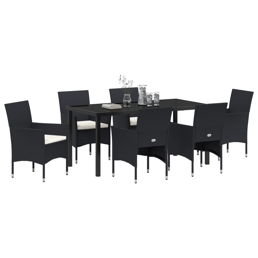 Set di Mobili da Giardino 7 Pezzi Nero Polyrattan
