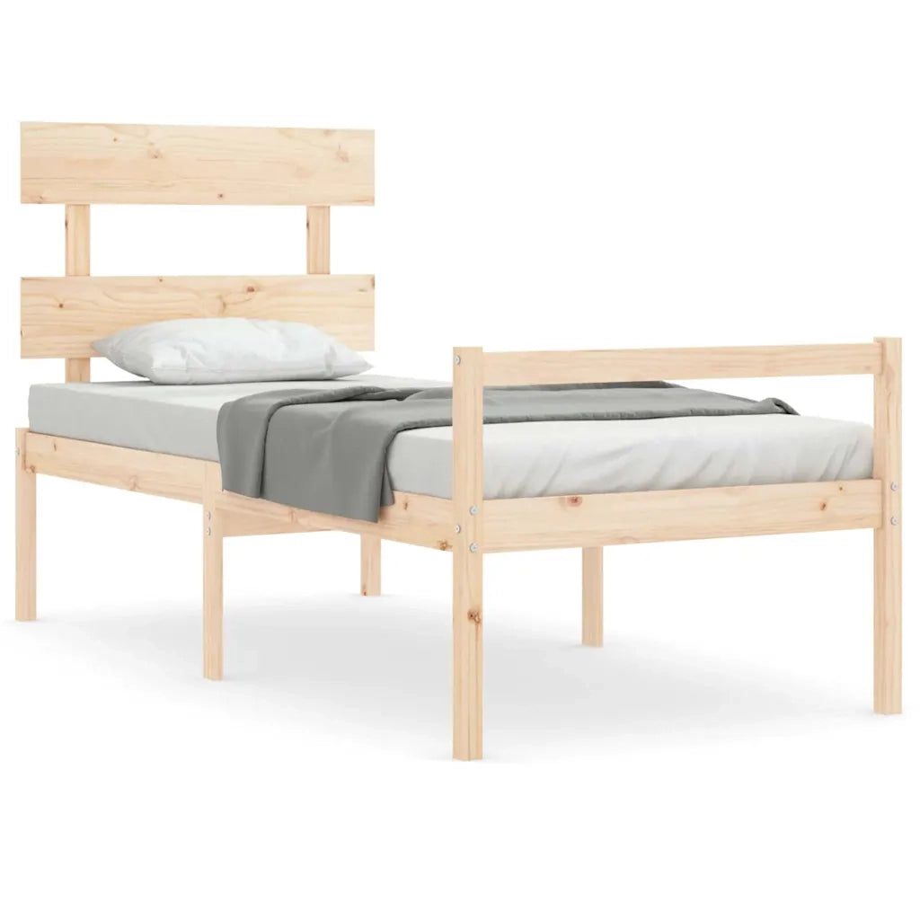 Letto per Anziani con Testiera-Struttura Letto per Anziani Single in Legno Massello 593402