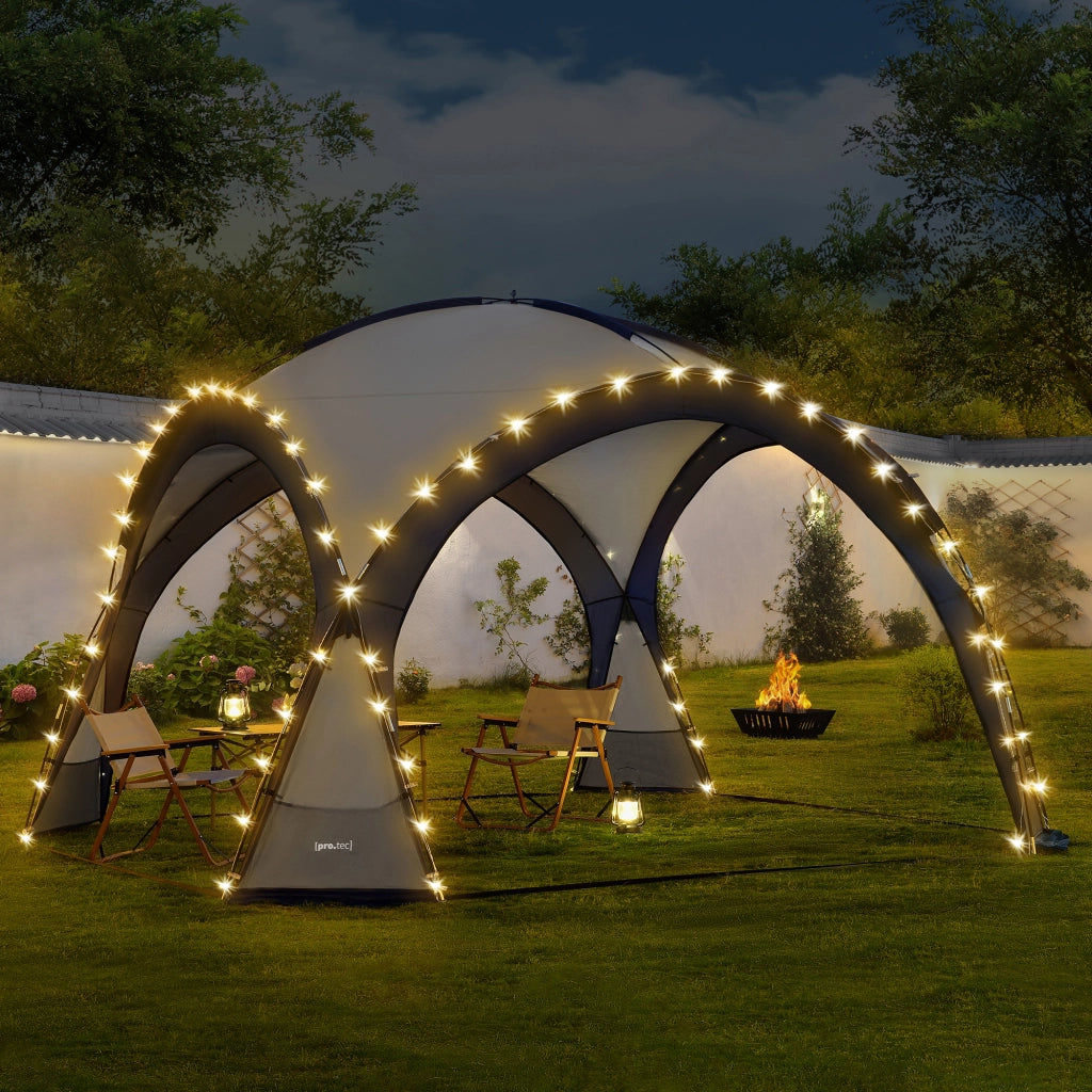 Tenda 'Grästorp' per Eventi - Gazebo con Illuminazione a LED Zanzarieri e 2 Pareti Chiudibili - Blu [pro.tec]
