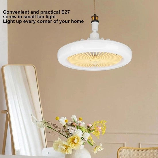 Ventilatore da soffitto con telecomando e illuminazione a LED regolabile - 10 30W E27 connettore piccolo - 3 colori 3 velocità di ventilazione - terapia aromatica - armadio garage cucina