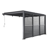 Pergola bioclimatica in alluminio addossata 4x3m + 3 persiane 130cm