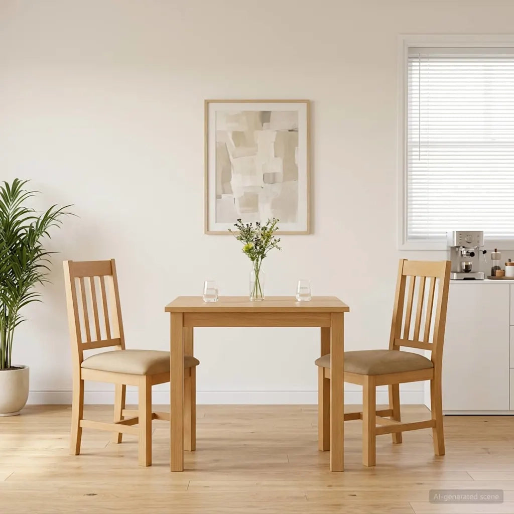 Sedia da pranzo VENLO 2 pcs Legno di Quercia Massello Beige 42039153