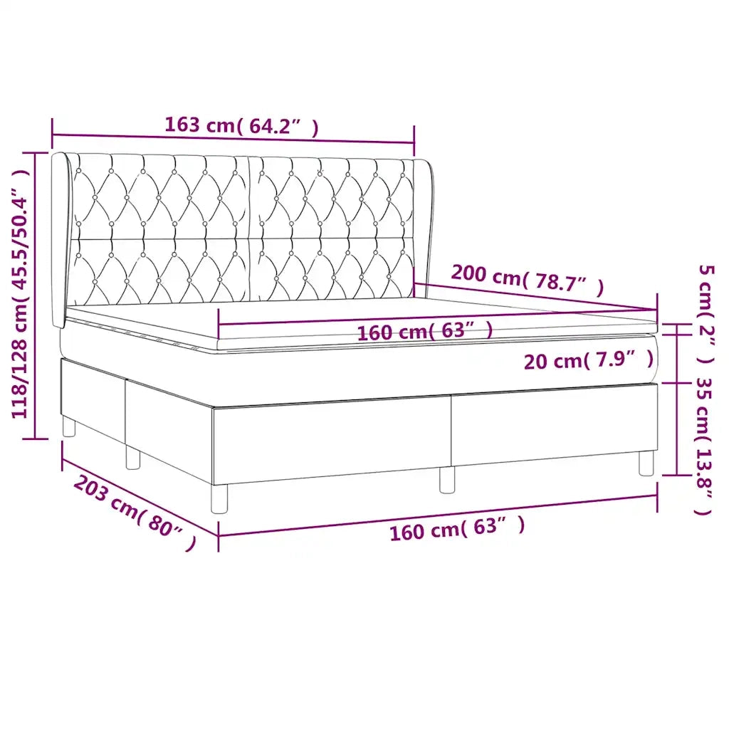 Giroletto a Molle con Materasso Blu Scuro 160x200 cm in Velluto 3129403