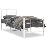 Letto singolo | Letto per adulti | Giroletto con Testiera e Pediera Metallo Bianco 75x190 cm