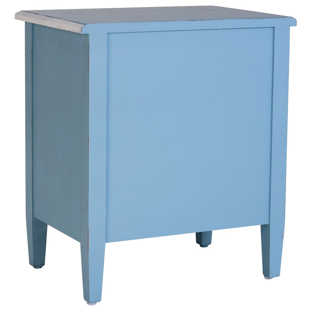 Comodino in legno laccato blu 46x32x52h cm