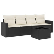 Set Divani da Giardino 5 pz | Set Salotto da Giardino con Cuscini in Polyrattan Nero