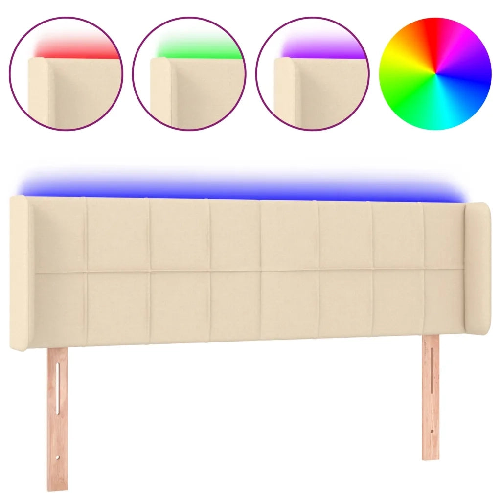 Testiera a LED Crema 147x16x78/88 cm in Tessuto 3123239