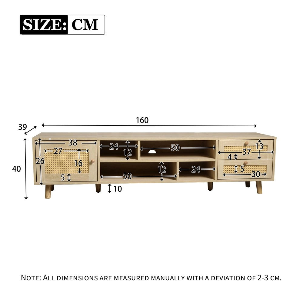Mobile TV Legno Rattan ¨C Xylo ¨C 2 Cassetti, 1 Porta, Soggiorno, 160 cm