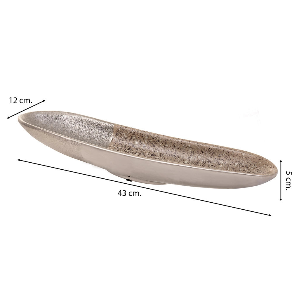 Centrotavola in ceramica argento 43x12x5,5h