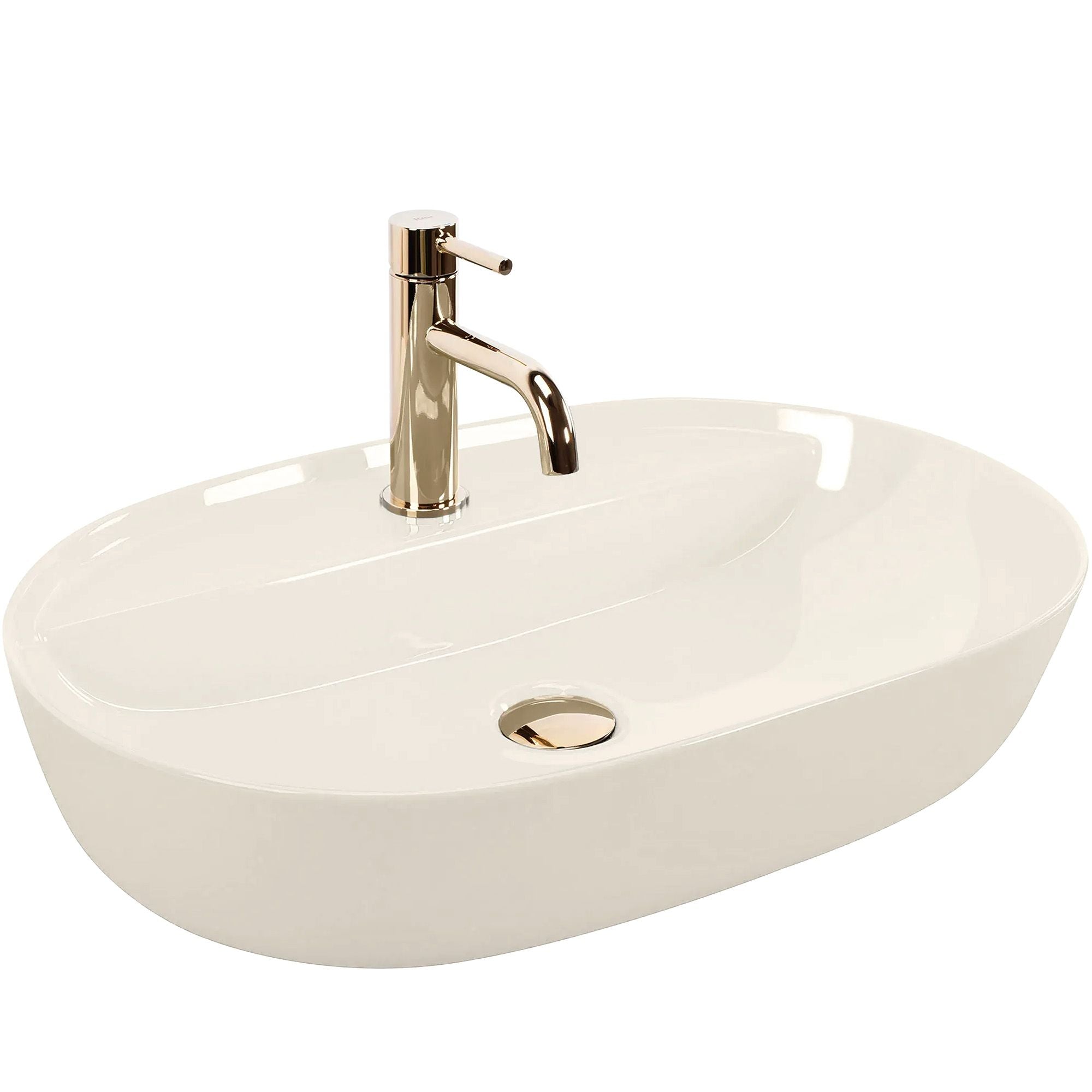 Lavabo Da Appoggio Rea Aura 61 Ecru Shiny
