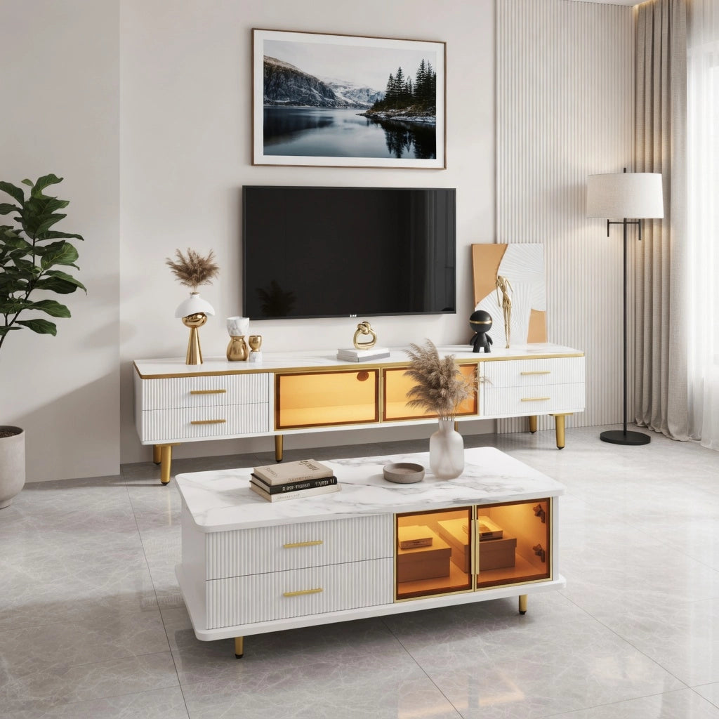 Credenza per TV bianca in truciolato lunghezza 170 cm