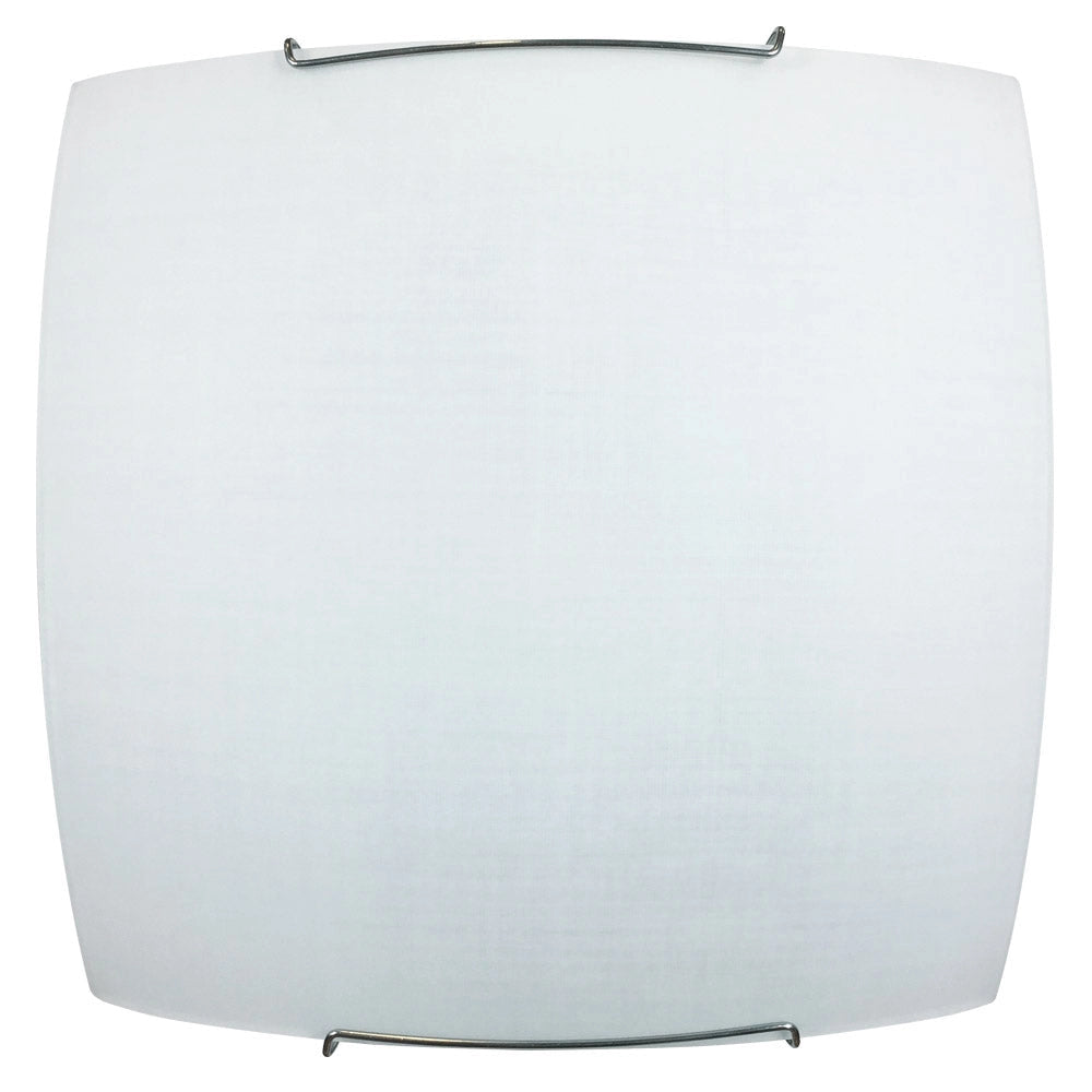 Plafoniera 2xE27 Ganci Cromo Vetro Lastra Serigrafato Tessuto Bianco E-Energy Rachele