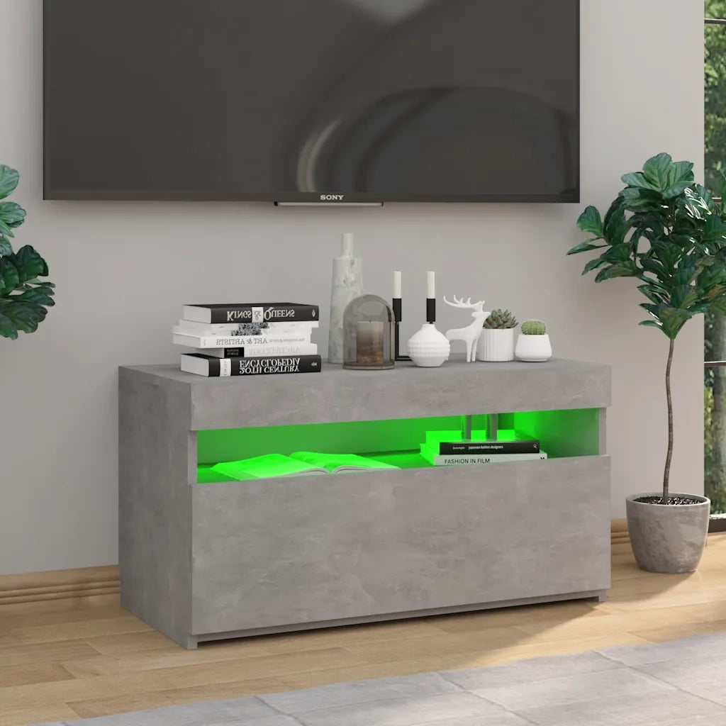 Mobile Porta TV con Luci LED Grigio Cemento 75x35x40 cm cod mxl 33993