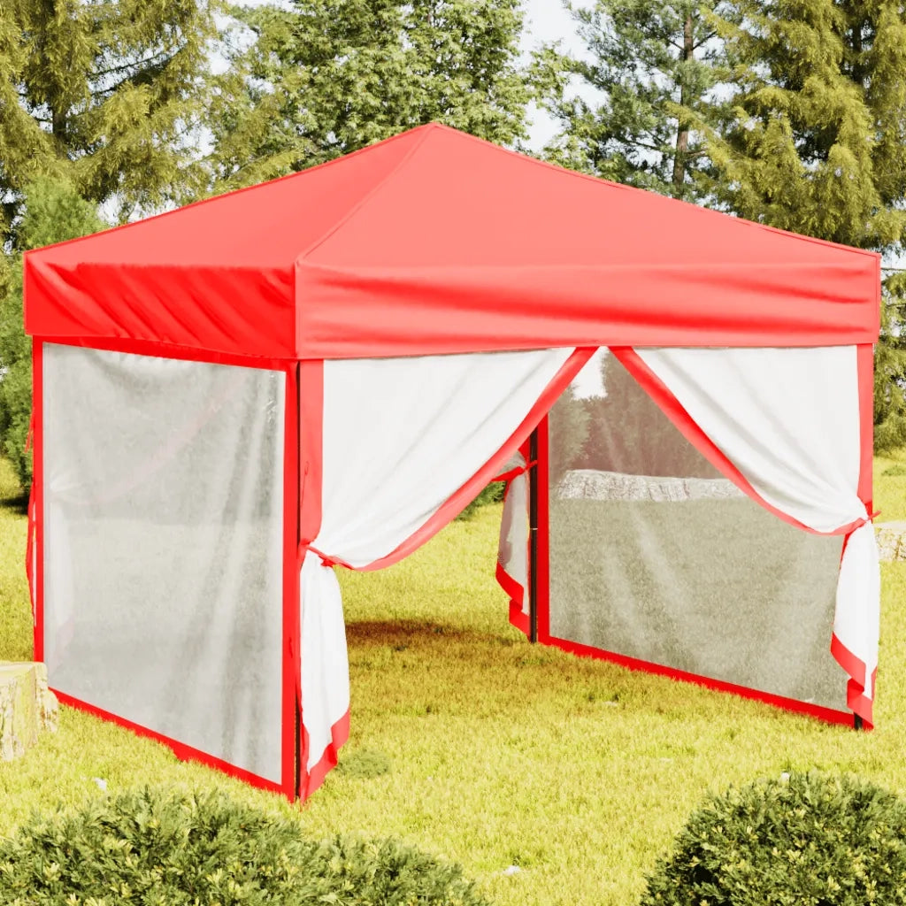 Tenda per Feste Pieghevole con Pareti Laterali-Tenda Gazebo Rosso 3x3 m 809947