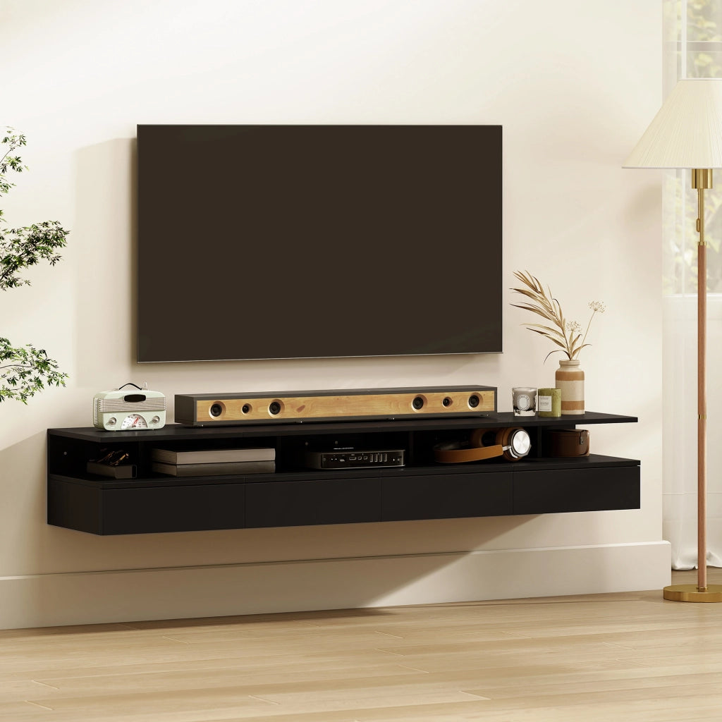 Comodino sospeso con cassetto ¨C Xylo ¨C nero 35x32x22.5 cm set 2 pezzi