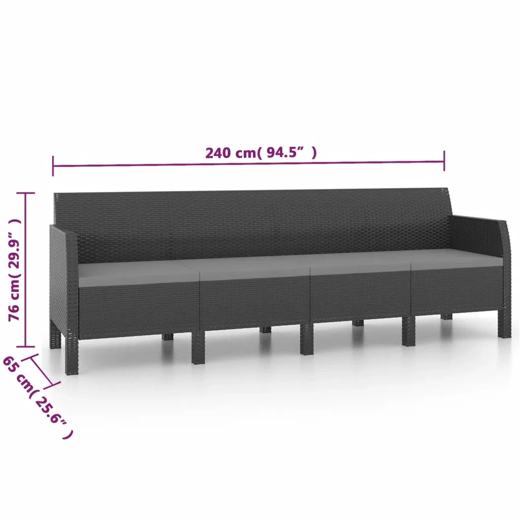 Set Divani da Giardino 2 pz con Cuscini in Rattan PP Antracite 3079670