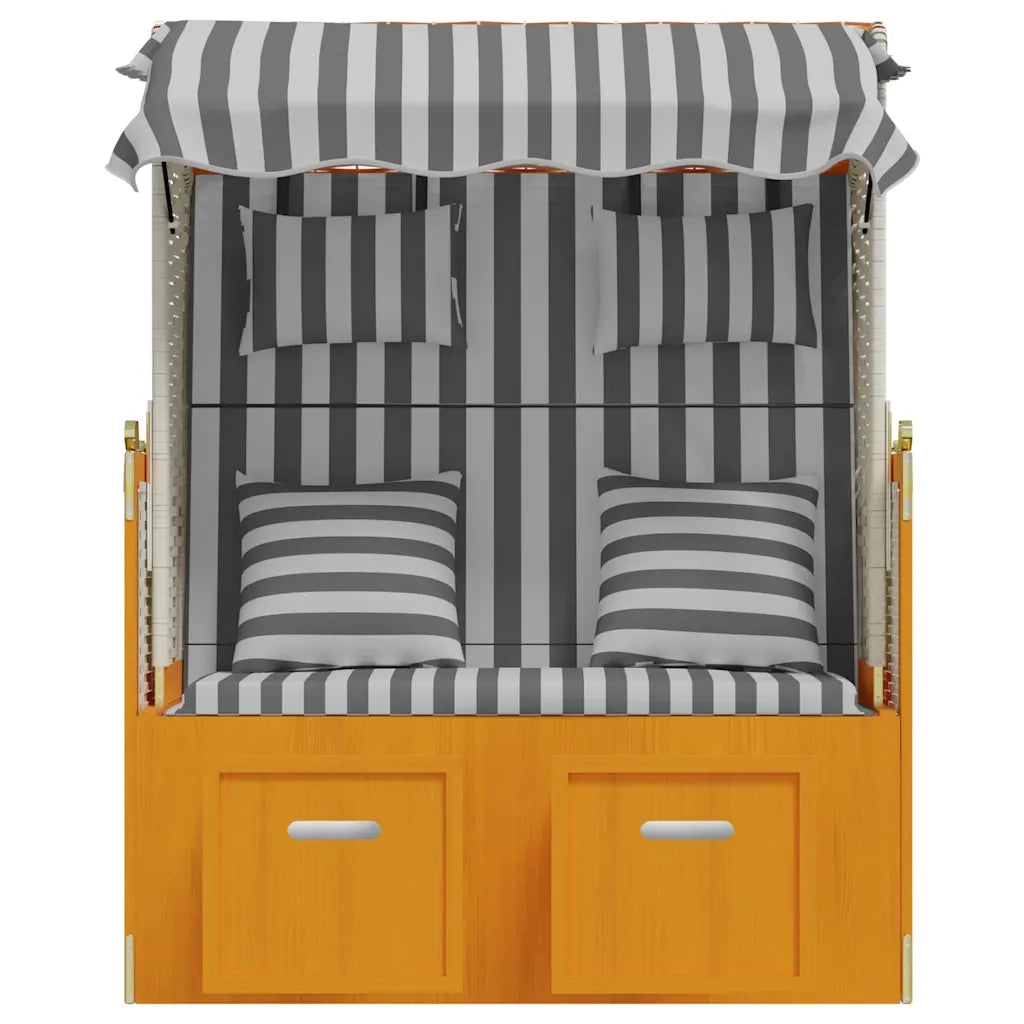 Strandkorb con Cuscini Polyrattan Legno Massello Bianco Grigio CFW2155190