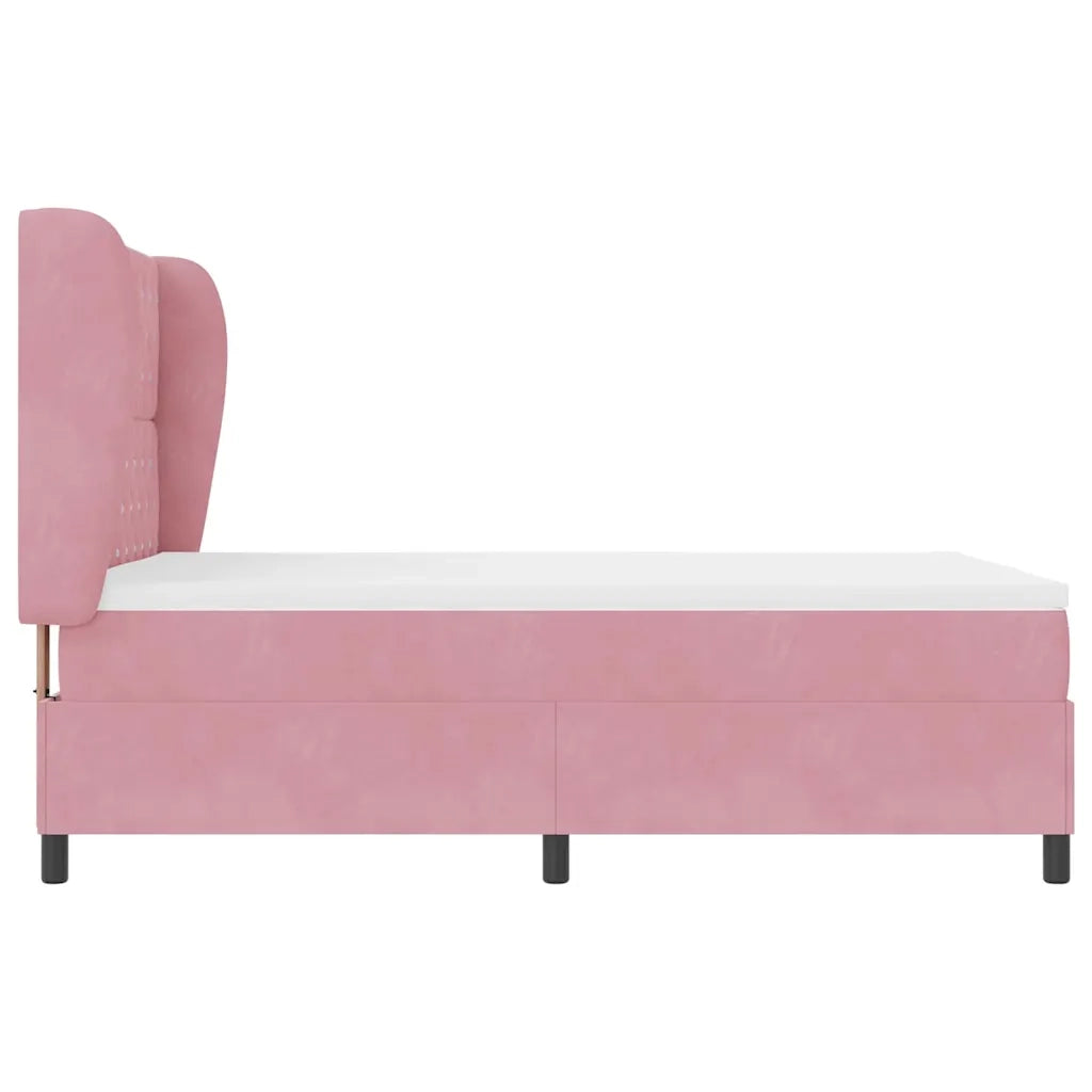 Letto a molle con materasso Rosa 200 x 160 cm Velluto 3340885
