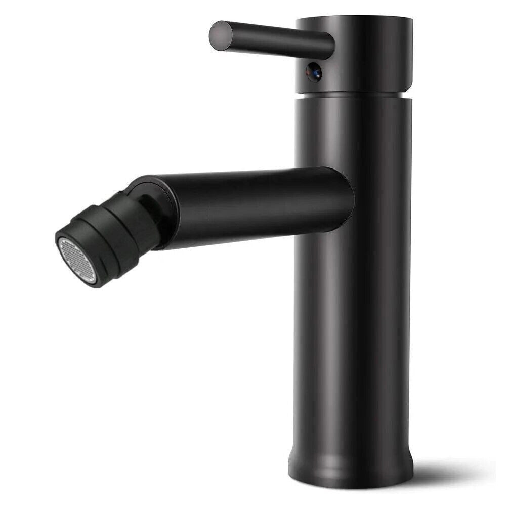 Trade Shop - Miscelatore Rubinetto Per Lavabo Bidet Bagno Acciaio Inox Nero Piletta Ray 87392 -
