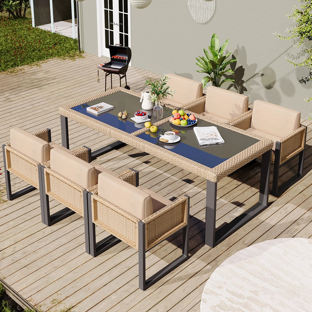 Set da giardino in polyrotin 6 posti - Xylo - Sedie con fodere lavabili