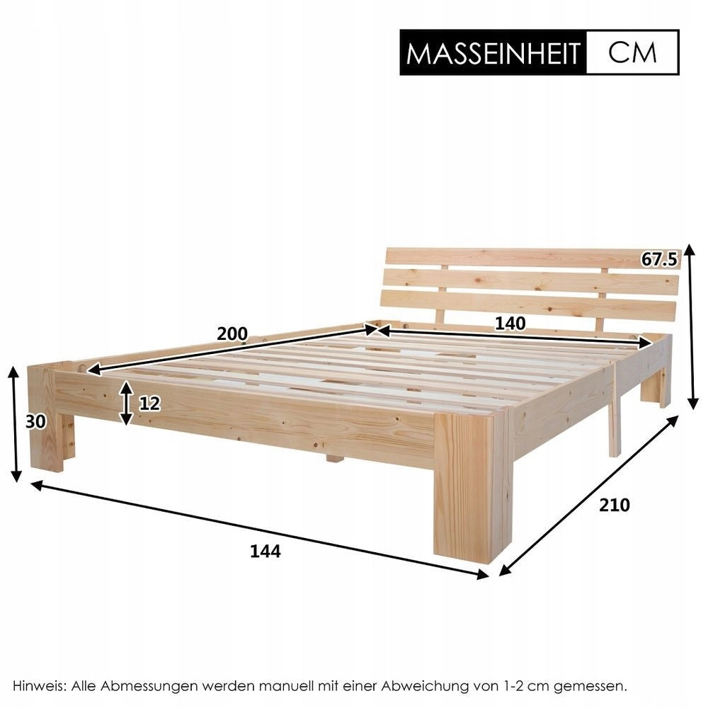 Letto matrimoniale - Xylo - 140x200cm - Legno naturale