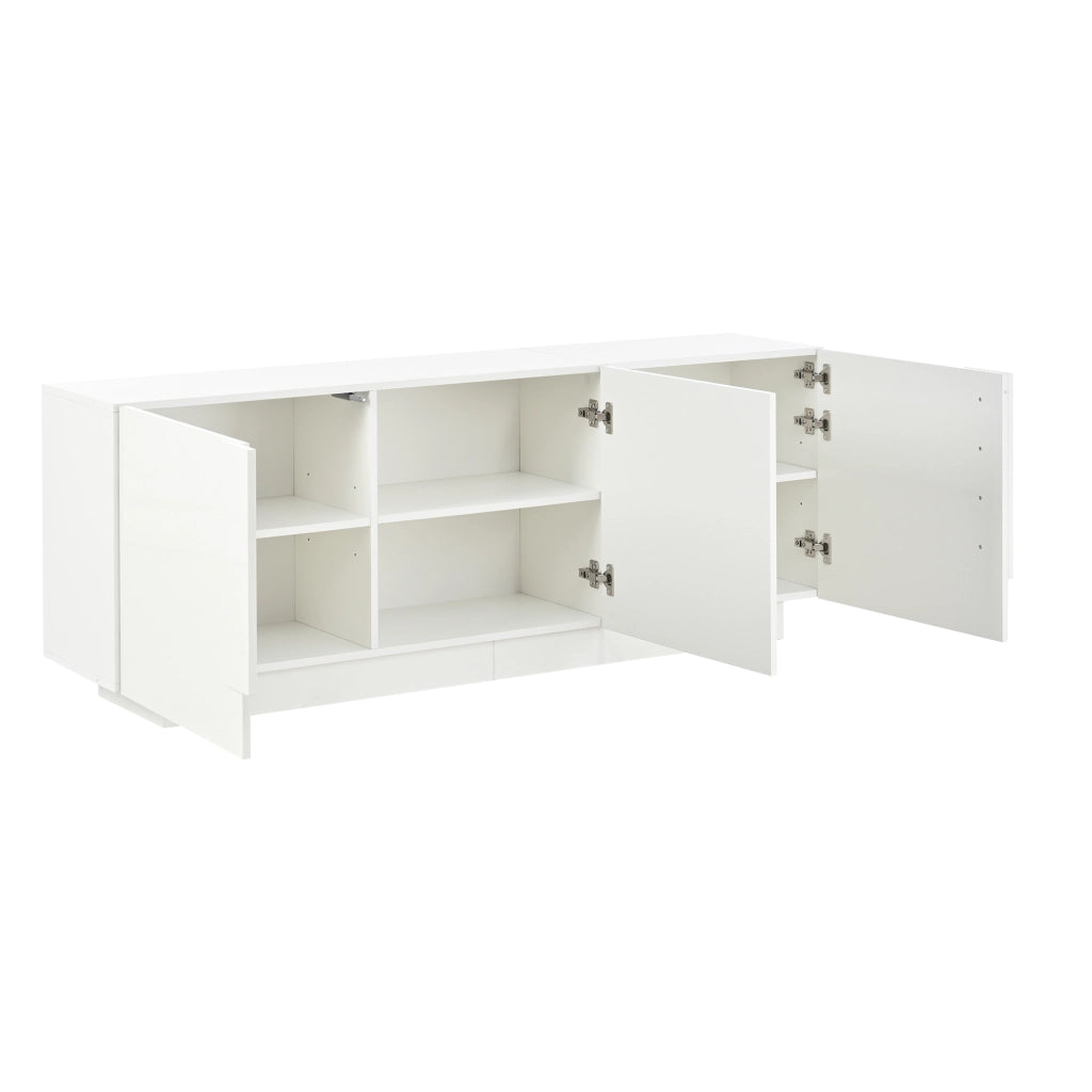 Credenza con 3 ante e 6 vani; ripiani regolabili - per soggiorno e sala da pranzo - 160×35×60 cm - bianco