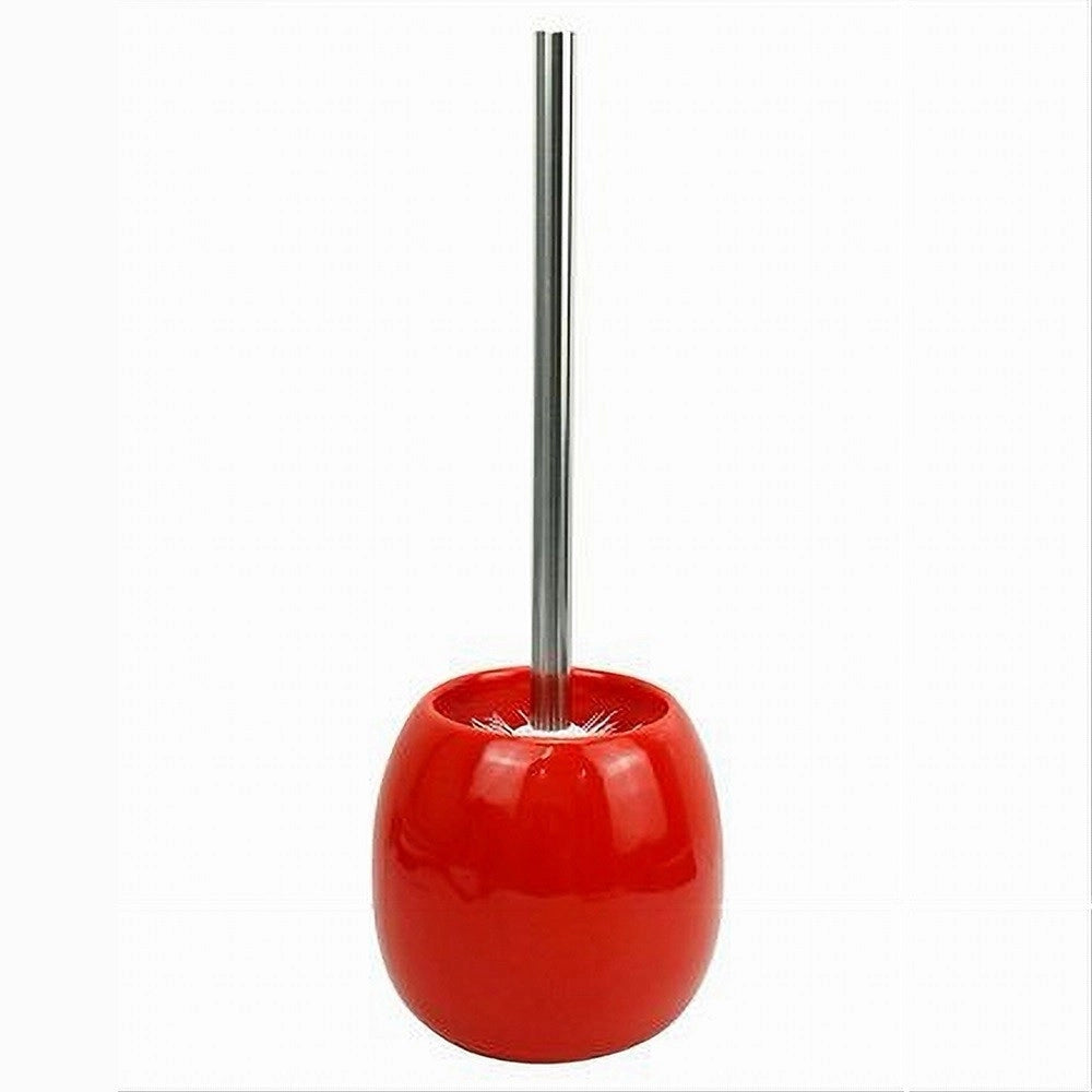 Trade Shop - Portascopino In Ceramica Rosso Con Scopino Moderno Accessorio Arredo Bagno 79263 -