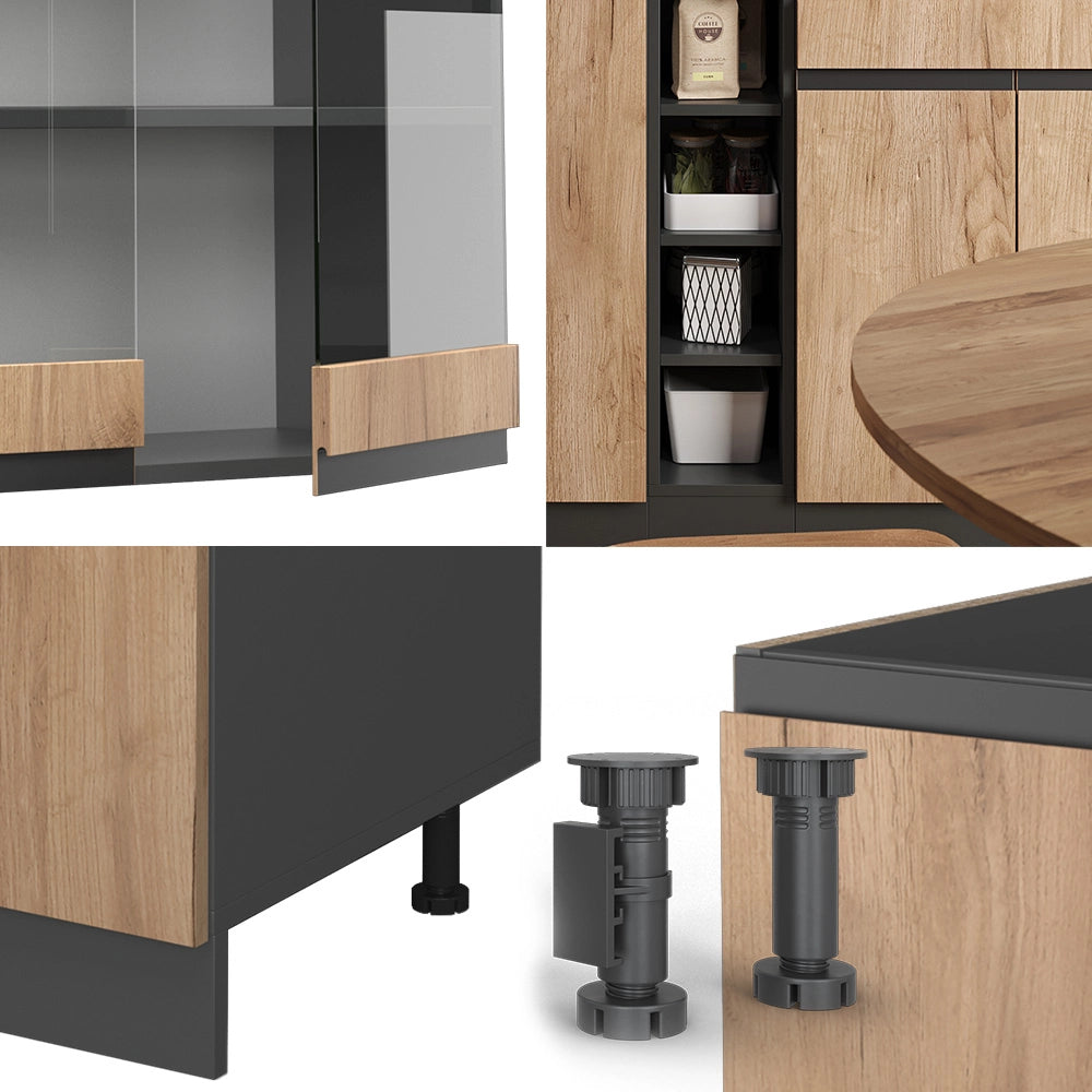 Vicco Cucina completa Quercia dorata/antracite 160 cm Forma a J
