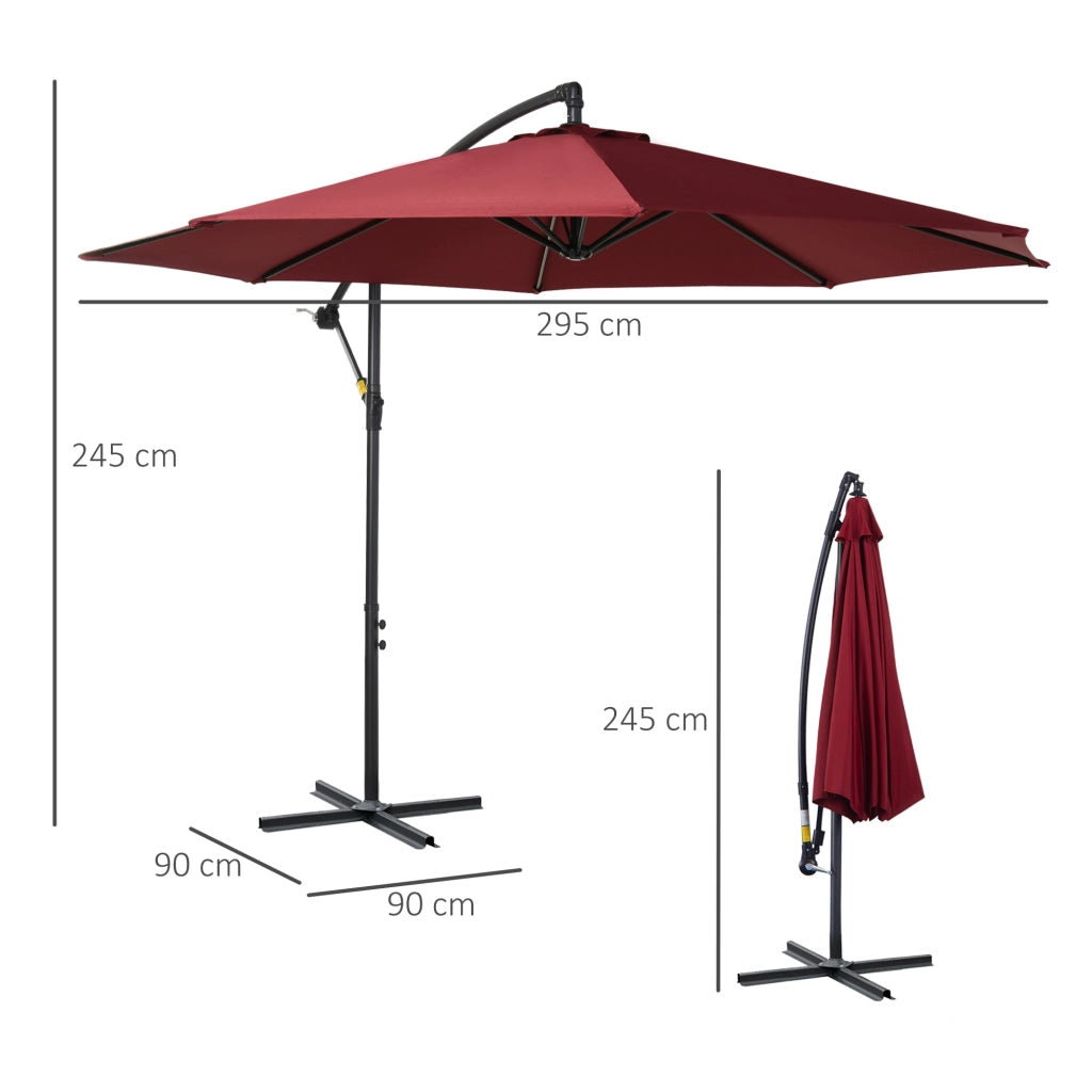 Ombrellone da Giardino Parasole Inclinabile ¨C Zephmum ¨C Grigio ?295 cm Base in Acciaio