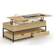 IDMarket - Tavolino rettangolare alzabile DETROIT con 2 cassetti dal design industriale