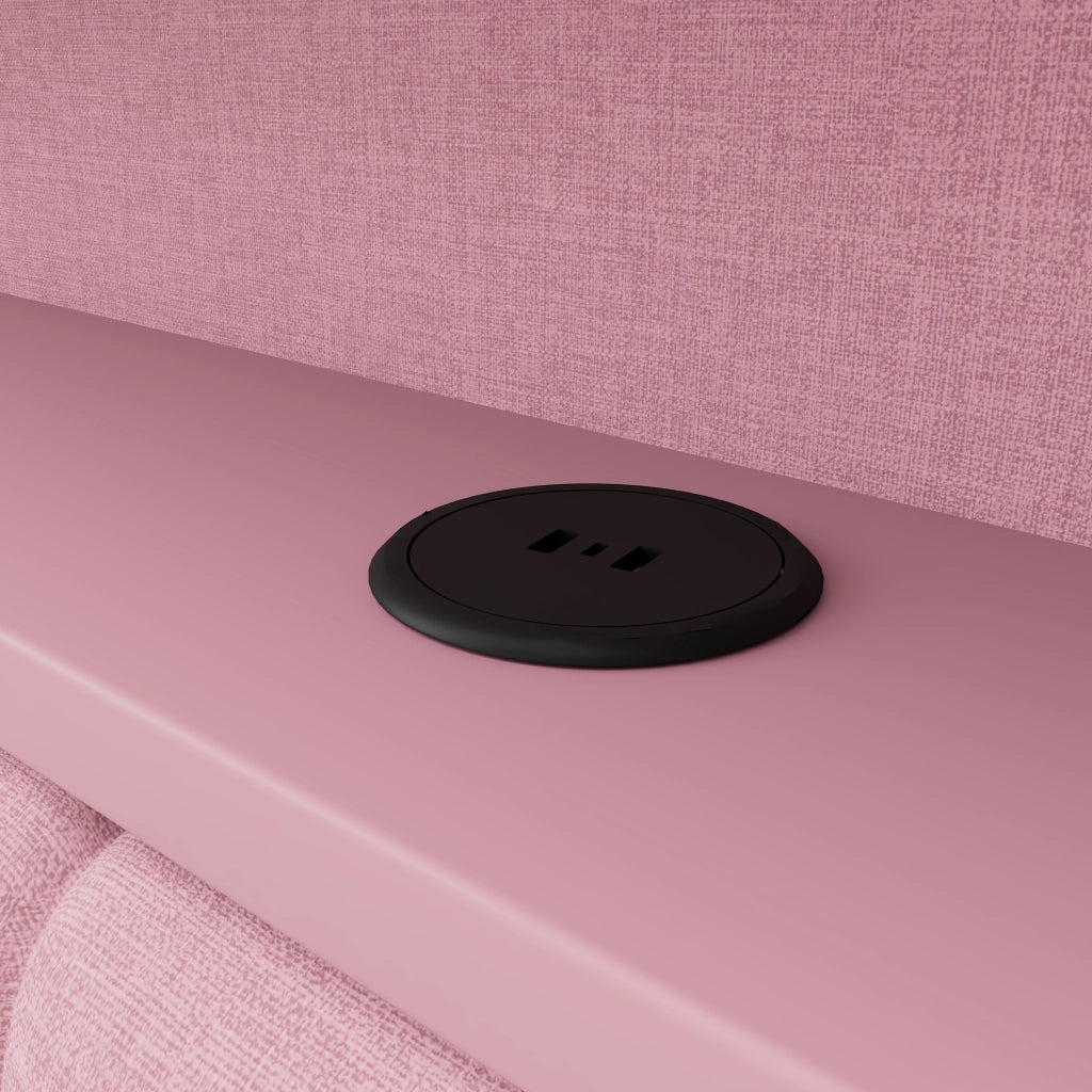 LETTO Poltrona 90x200 cm Rosa con USB, LED e 2 Cassetti