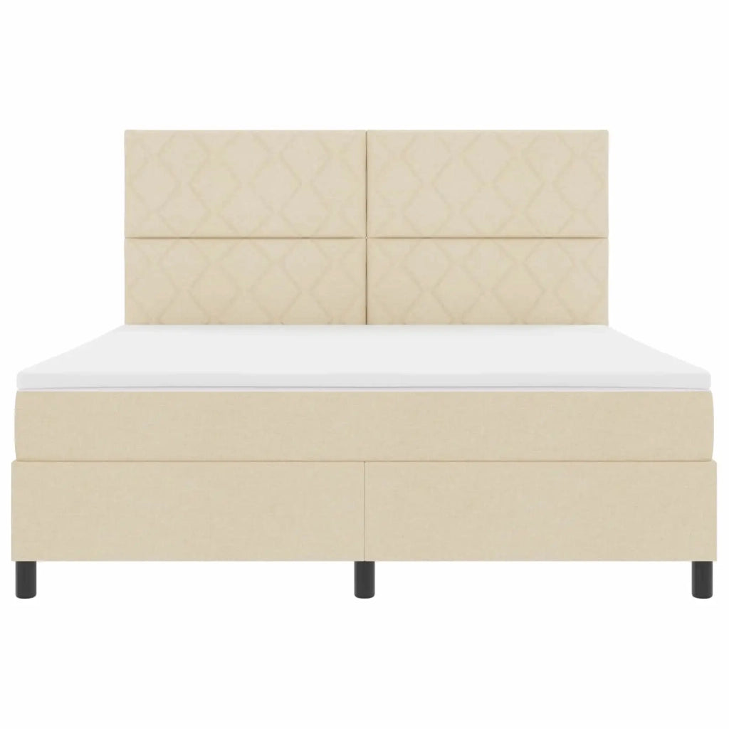 Letto a molle con strisce LED Crema 180 x 200 cm Tessuto 3342968