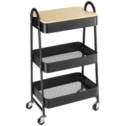 Carrello di servizio con 3 ripiani ¨C zephmum ¨C nero metallo plastica